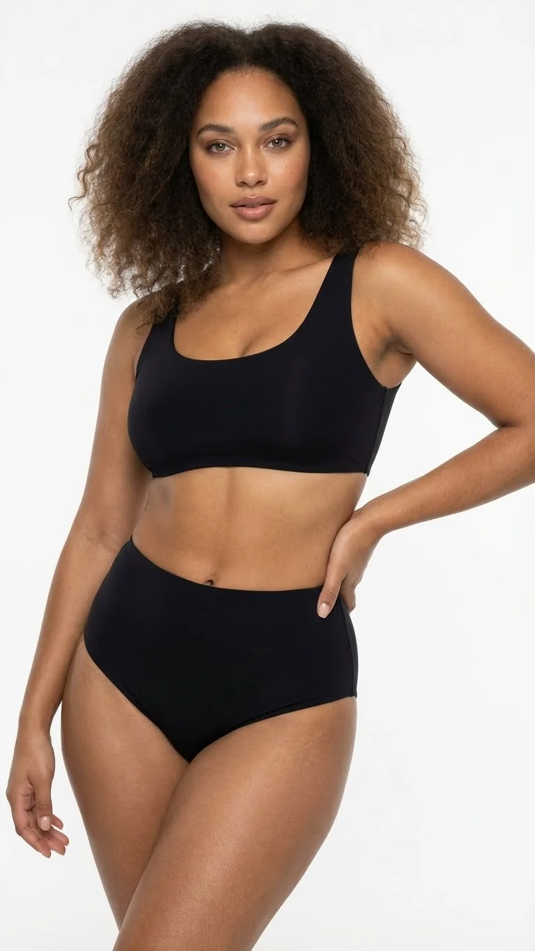 LunaIntim İz Yapmayan Siyah Lazer Kesim Külot Yüksek Bel (Bato) Dikişsiz Model - Yüksek Bel (Bato) Detay